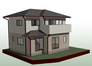 アルミサッシ茶色、雨樋茶色