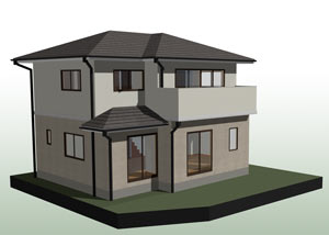 サッシ茶色、雨樋茶色