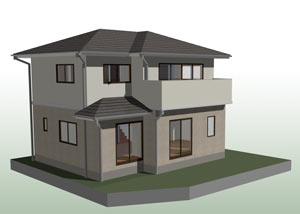 サッシ茶色、雨戸シルバー