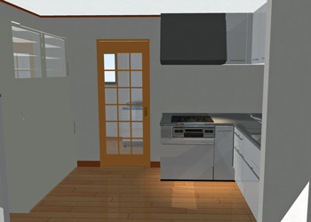 家事導線キッチンからの図